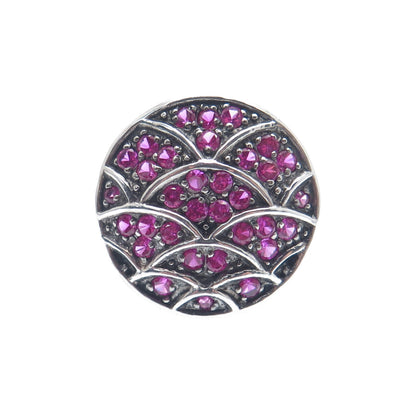 925 Sterling Silver Lab-Created Pink Sapphire Ring Size 7