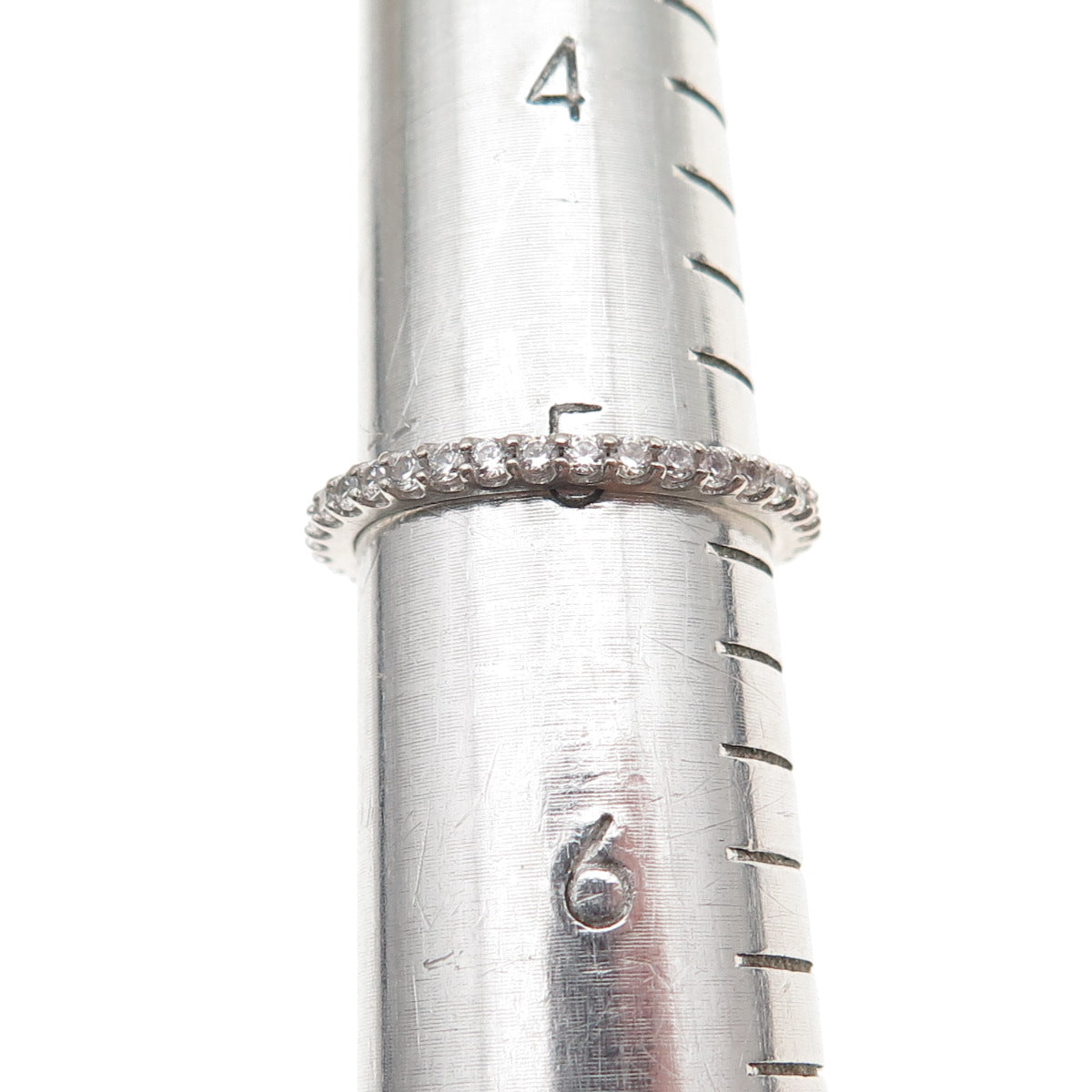 925 Sterling Silver Round-Cut C Z Eternity All Around Band Ring Size 5