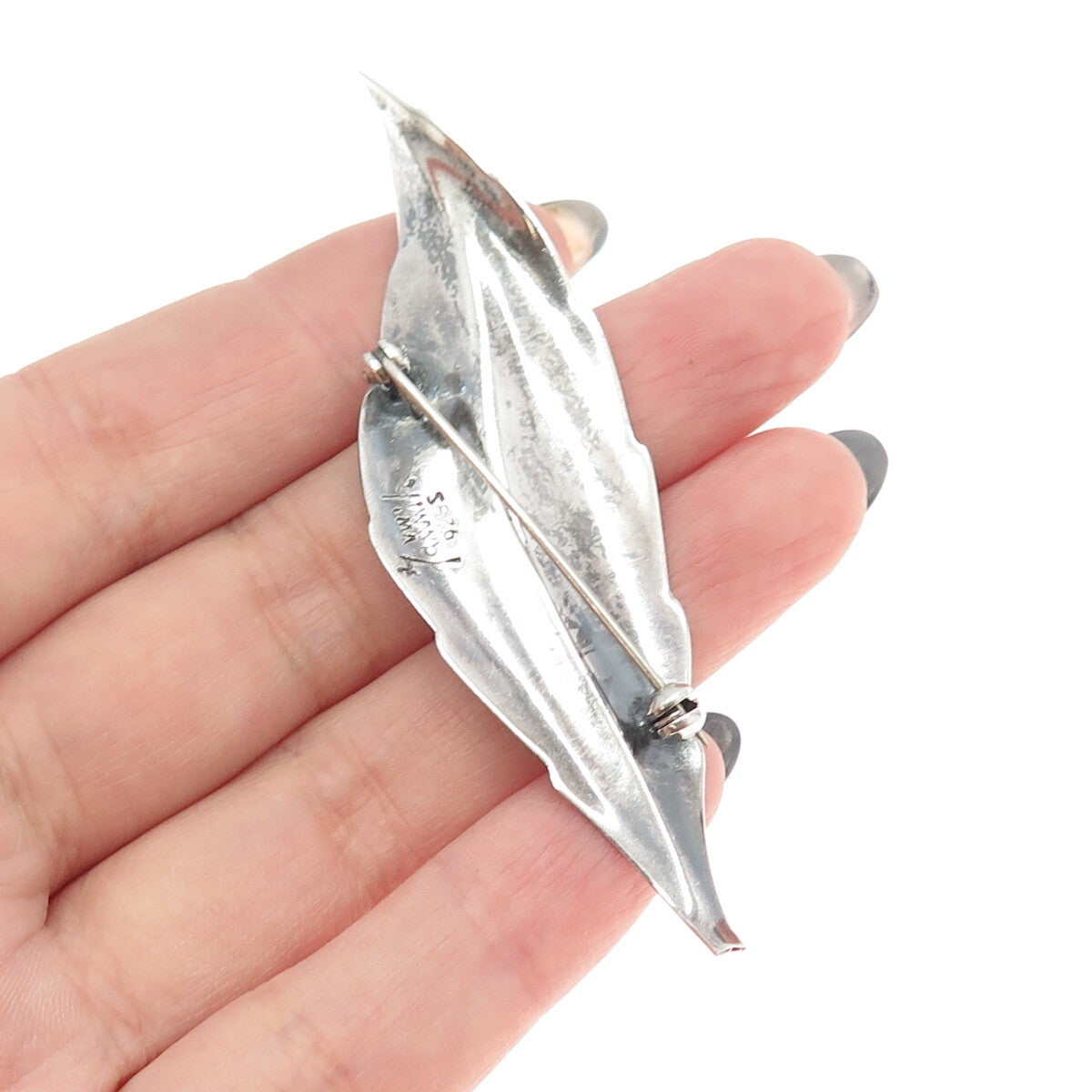 VIGGO WOLLNY JAMMIK 925S Sterling Silver Vintage Denmark Leaf Modernist Brooch