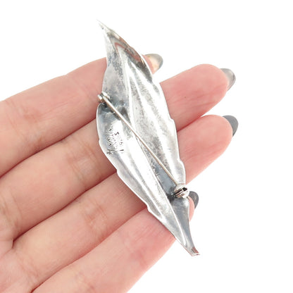 VIGGO WOLLNY JAMMIK 925S Sterling Silver Vintage Denmark Leaf Modernist Brooch