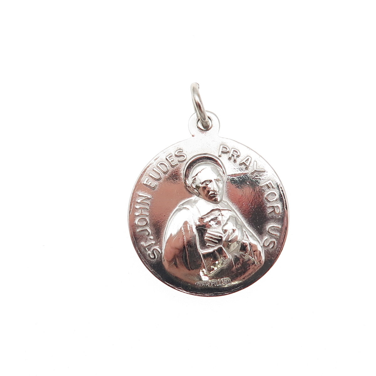 925 Sterling Silver Filled Vintage Saint John Eudes Mini Charm Pendant