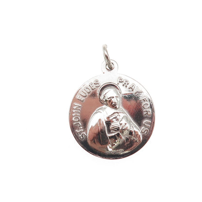 925 Sterling Silver Filled Vintage Saint John Eudes Mini Charm Pendant