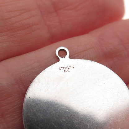 925 Sterling Silver Vintage Holy Communion Round Tag Charm Pendant