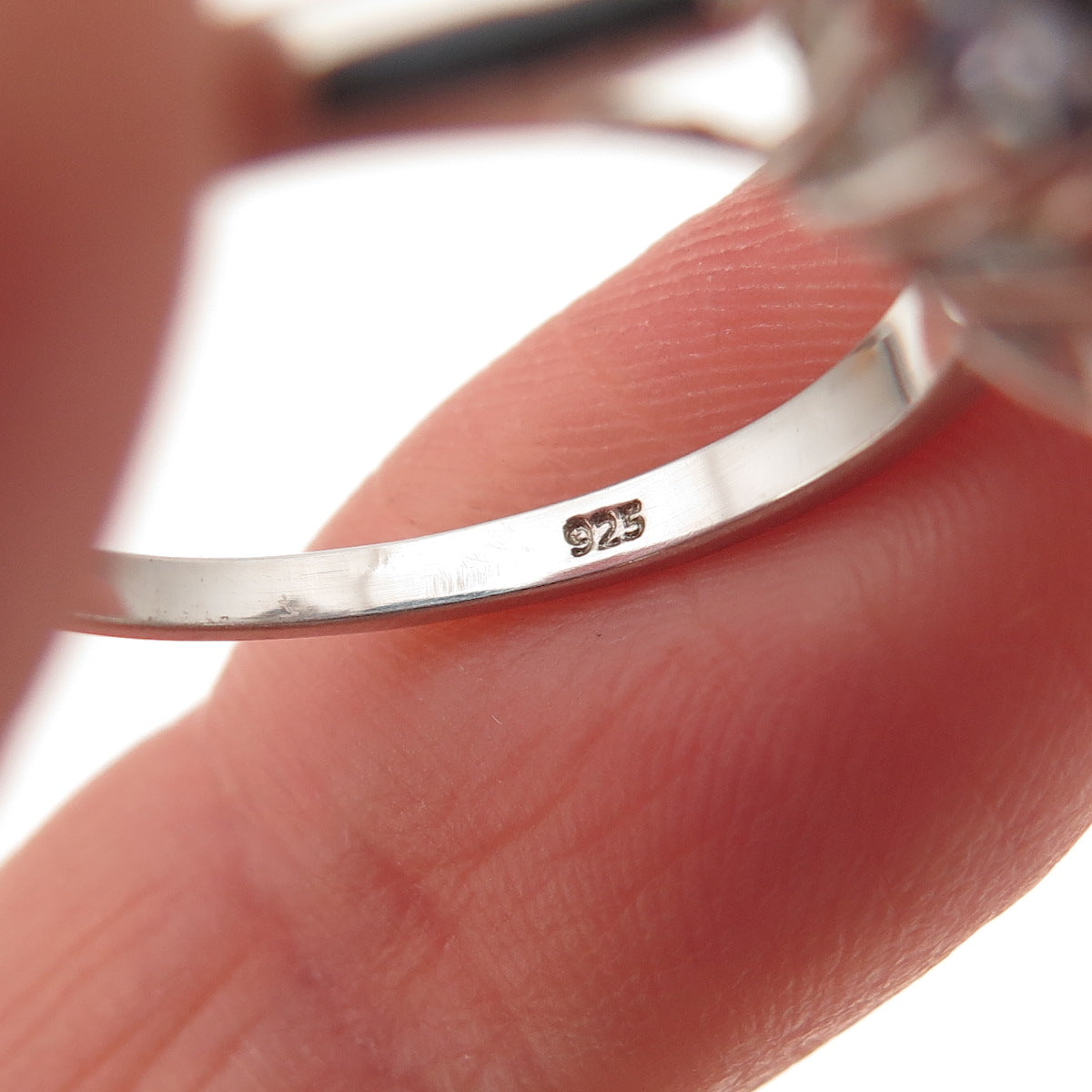 Chuck Clemency 925 Sterling Silver Real Oval & Round-Cut Tanzanite Ring Size 8