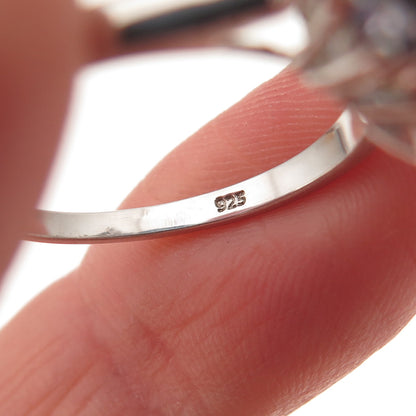 Chuck Clemency 925 Sterling Silver Real Oval & Round-Cut Tanzanite Ring Size 8