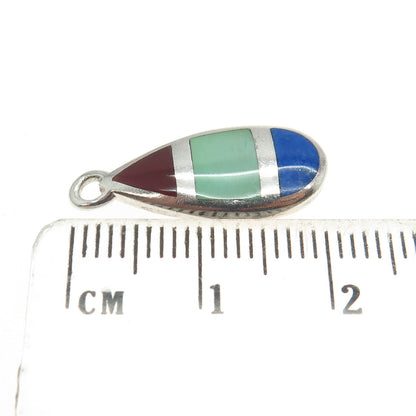 CMMA BMOS 925 Sterling Silver Vintage Lapis Lazuli Carnelian Turquoise Pendant