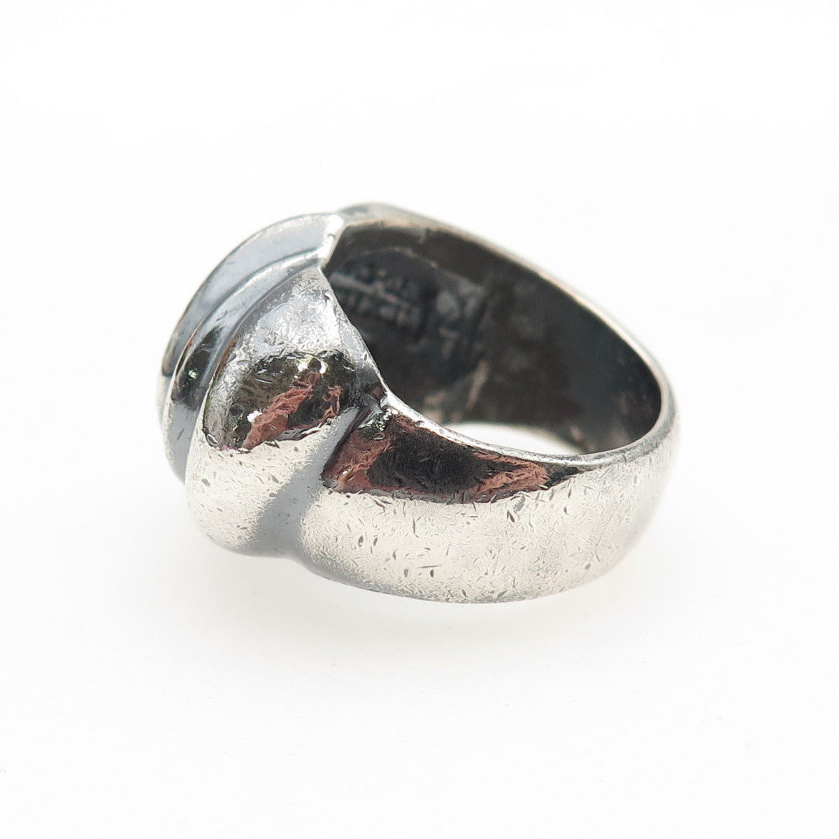 925 Sterling Silver Vintage AVM Mexico Modernist Dome Oxidized Ring Size 7