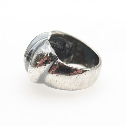 925 Sterling Silver Vintage AVM Mexico Modernist Dome Oxidized Ring Size 7