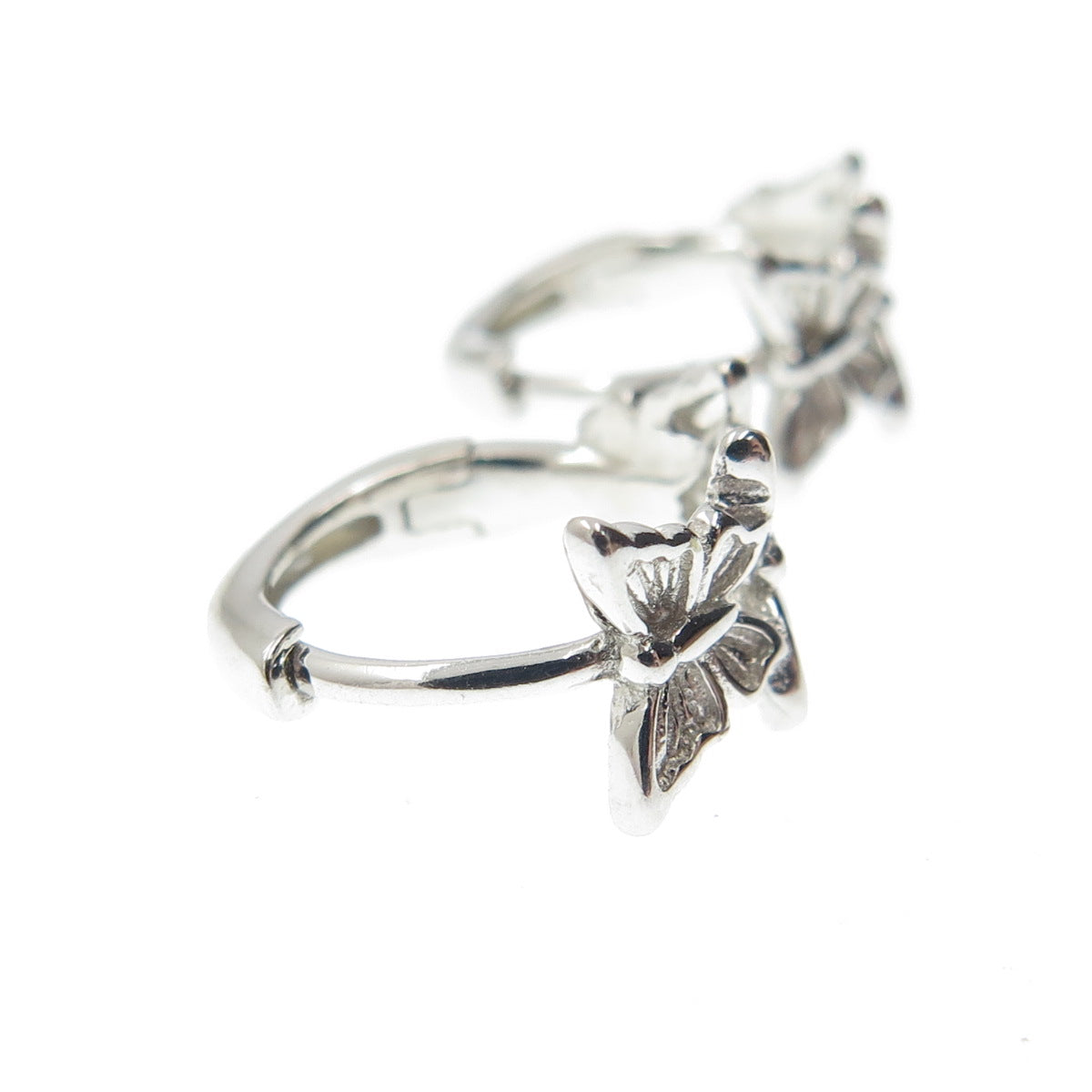 925 Sterling Silver Butterfly Hoop Earrings