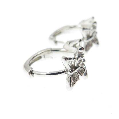 925 Sterling Silver Butterfly Hoop Earrings