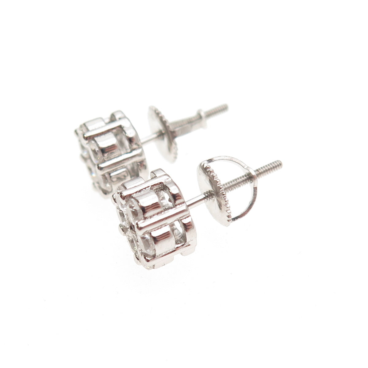 925 Sterling Silver Round-Cut C Z Stud Earrings