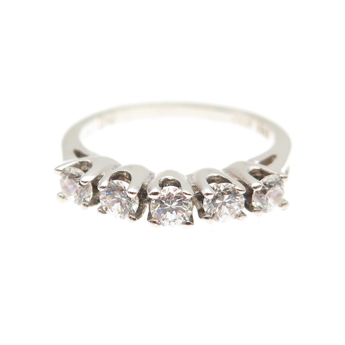 Joseph Demarco Sterling Silver Vintage Round-Cut C Z Half Eternity Ring Size 6
