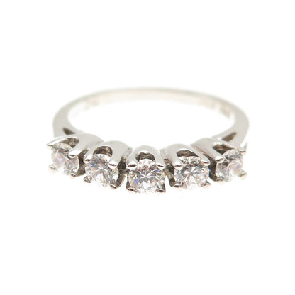 Joseph Demarco Sterling Silver Vintage Round-Cut C Z Half Eternity Ring Size 6
