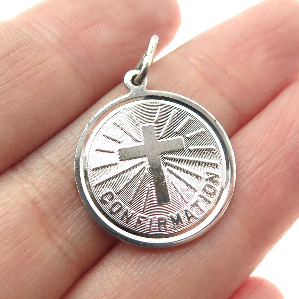 ELCO 925 Sterling Silver Vintage Confirmation Medal Religious Charm Pendant