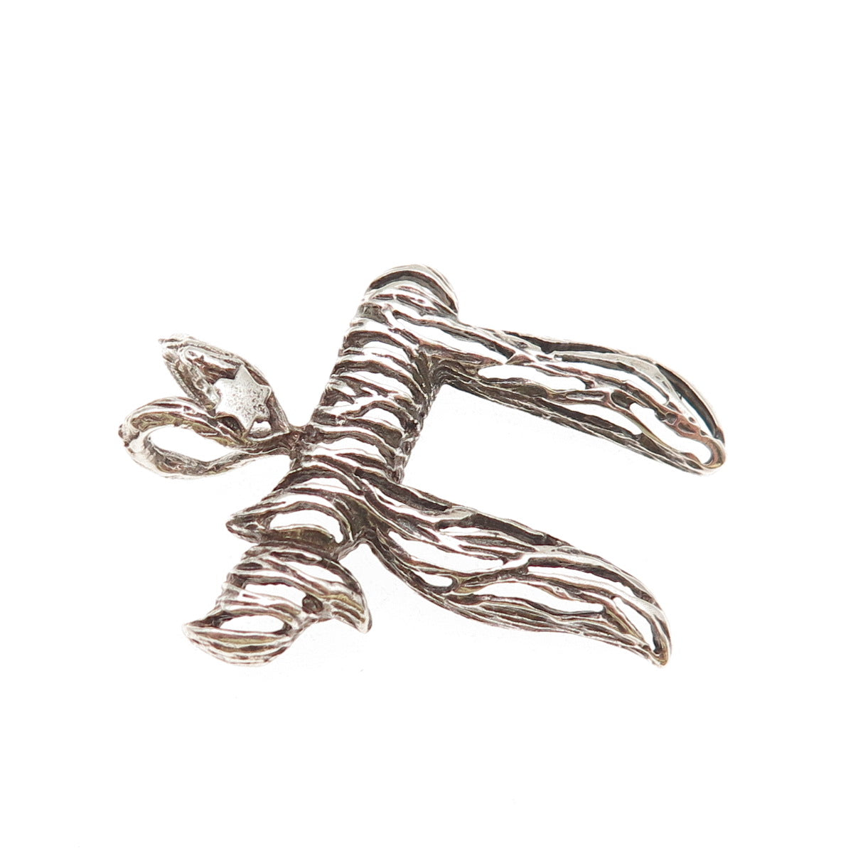 925 Sterling Silver Vintage Chai Judaica Oxidized Slide Charm Pendant