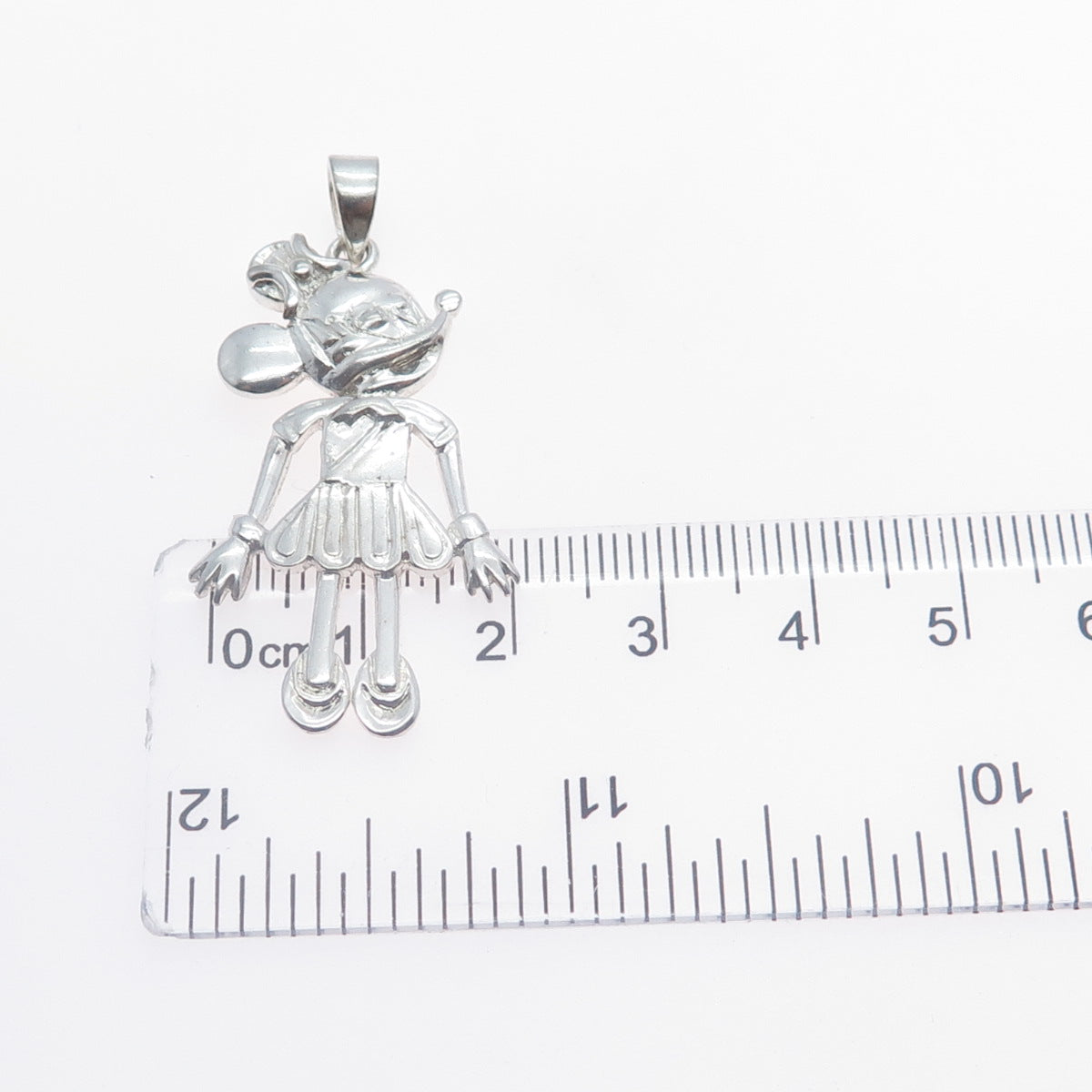 925 Sterling Silver Vintage Minnie Mouse Charm Pendant