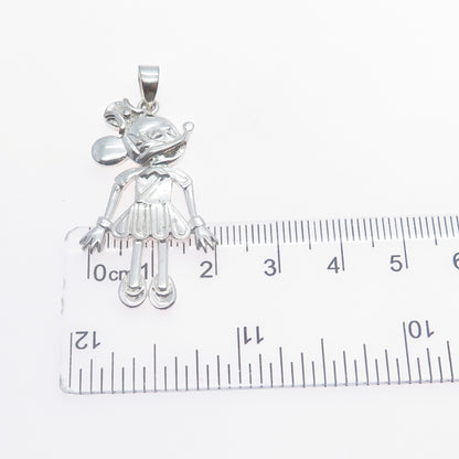 925 Sterling Silver Vintage Minnie Mouse Charm Pendant