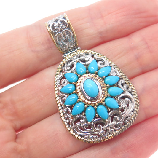 MICHAEL VALITUTTI Gems En Vogue Sterling Silver 2-Tone Real Turquoise Pendant
