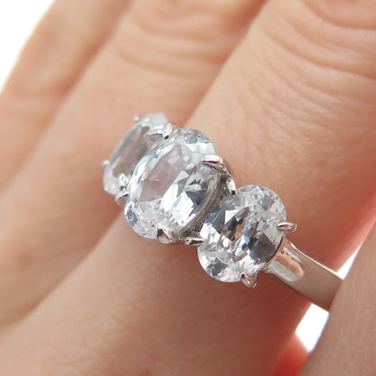 DSMK 925 Sterling Silver Oval-Cut C Z Engagement Ring Size 7.5