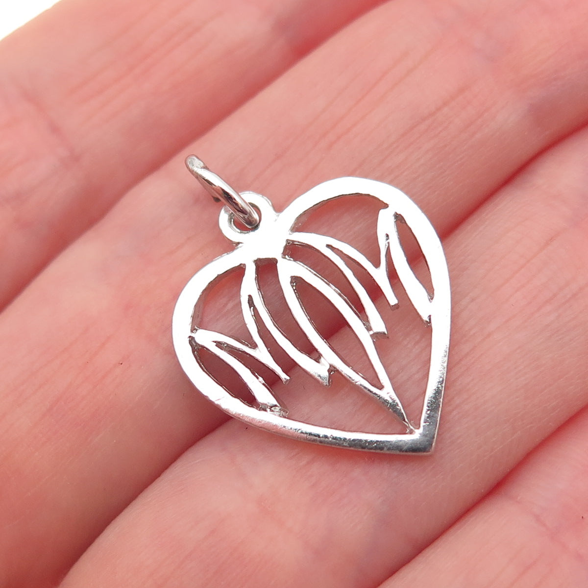 JACOBY BENDER 925 Sterling Silver Vintage Mom Heart Mini Charm Pendant