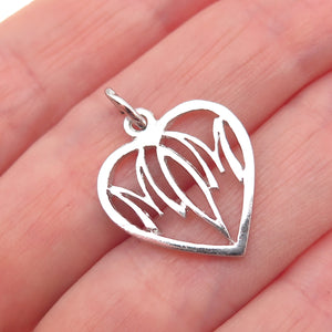 JACOBY BENDER 925 Sterling Silver Vintage Mom Heart Mini Charm Pendant