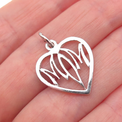 JACOBY BENDER 925 Sterling Silver Vintage Mom Heart Mini Charm Pendant