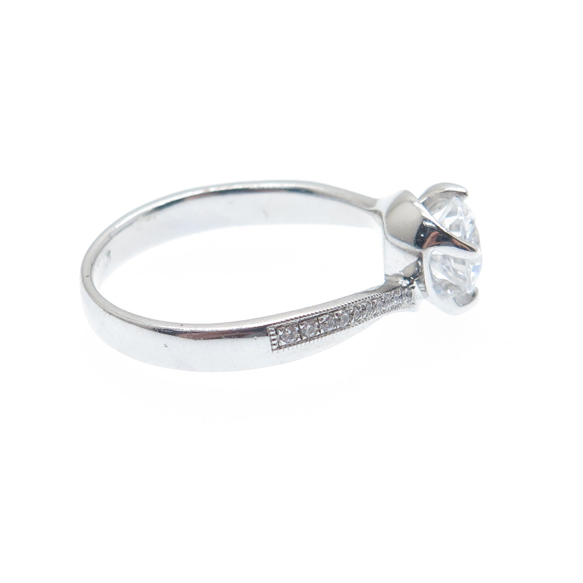 925 Sterling Silver Round-Cut C Z Engagement Ring Size 7.25