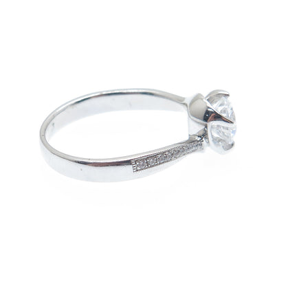 925 Sterling Silver Round-Cut C Z Engagement Ring Size 7.25