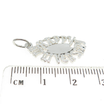 925 Sterling Silver Vintage "Happy Anniversary" Pendant
