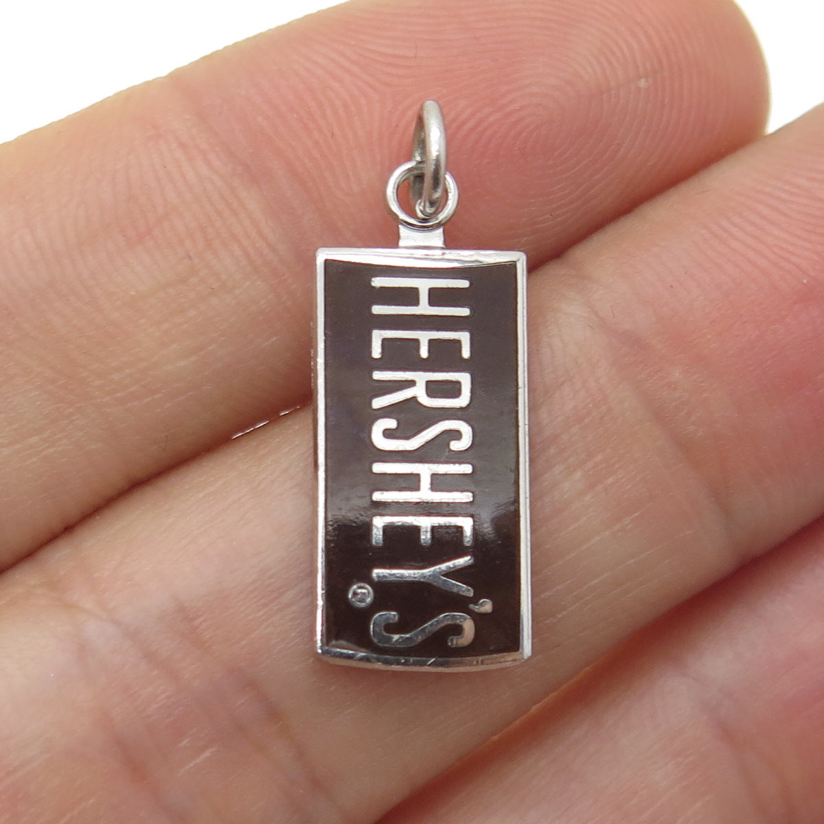 KINNEY Sterling Silver Vintage Enamel Hershey's Chocolate Bar Minimalist Pendant