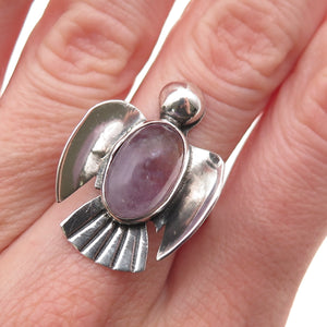 Old Pawn 925 Sterling Silver Vintage Amethyst Thunderbird Tribal Ring Size 6.5