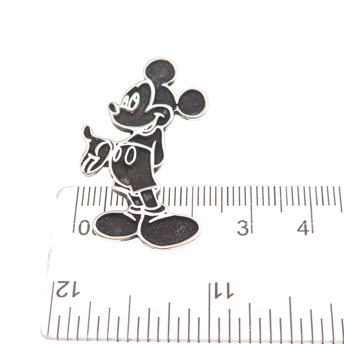 Disney 925 Sterling Silver Vintage Mickey Mouse Oxidized Slide Charm Pendant