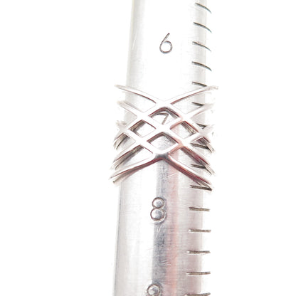 DSMK 925 Sterling Silver Round-Cut C Z Crisscross Ring Size 7.5