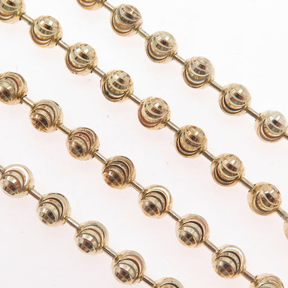 925 Sterling Silver Gold Plated Diamond-Cut Ball Beaded Chain Necklace 36"