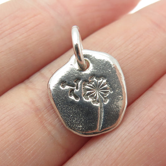 925 Sterling Silver Vintage Dandelion Minimalist Charm Pendant