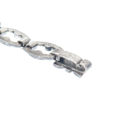 925 Sterling Silver Antique Real Marcasite Floral Bracelet 7" (missing 4 stones)