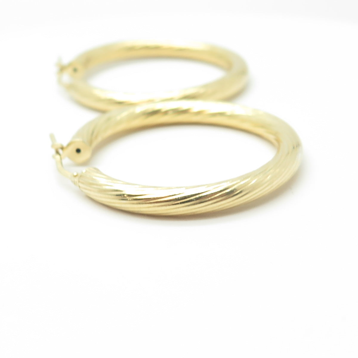 HAN 925 Sterling Silver Gold Plated Italy Twisted Hoop Earrings