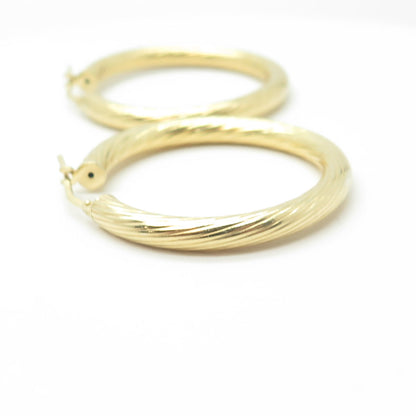 HAN 925 Sterling Silver Gold Plated Italy Twisted Hoop Earrings