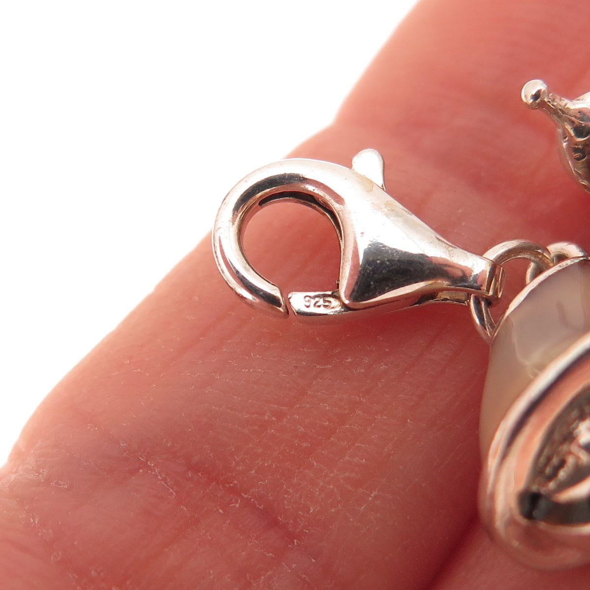 925 Sterling Silver Vintage Enamel Scooter Lobster Lock 3D Charm Pendant