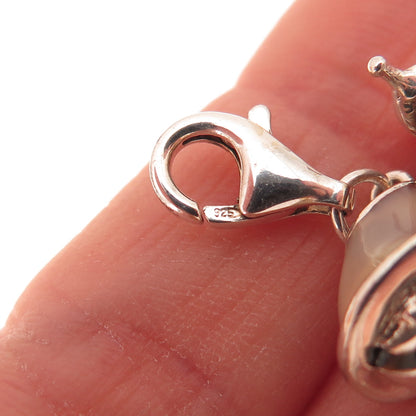 925 Sterling Silver Vintage Enamel Scooter Lobster Lock 3D Charm Pendant