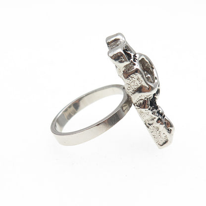 925 Sterling Silver Vintage Modernist Oxidized Ring Size 6