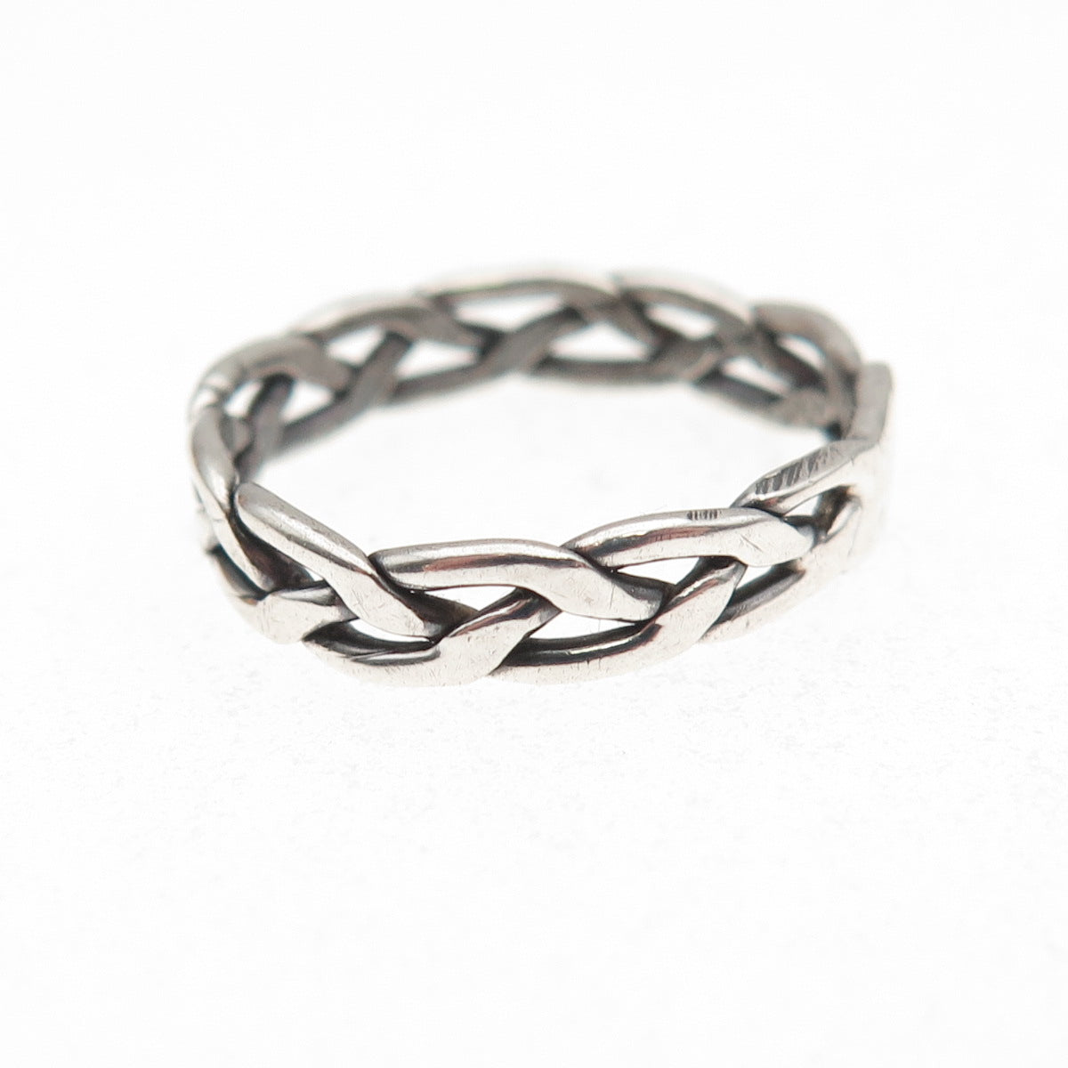 925 Sterling Silver Vintage Celtic Braided Oxidized Band Ring Size 6.75
