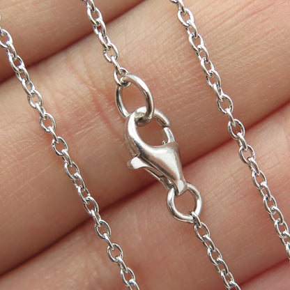 925 Sterling Silver Real Round-Cut Diamond Loving Heart Chain Necklace 16-18"