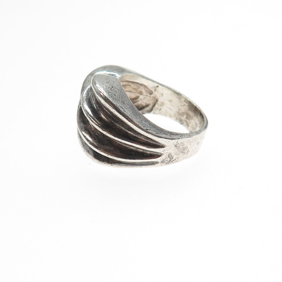 925 Sterling Silver Vintage Mexico Modernist Oxidized Ring Size 6.25