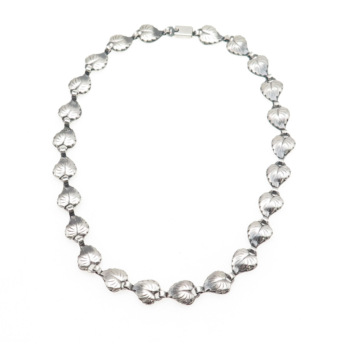 HERMANN SIERSBOL Sterling Silver Vintage Denmark Floral Leaf Chain Necklace 14"