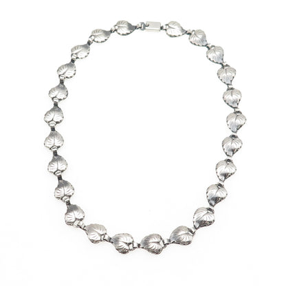 HERMANN SIERSBOL Sterling Silver Vintage Denmark Floral Leaf Chain Necklace 14"