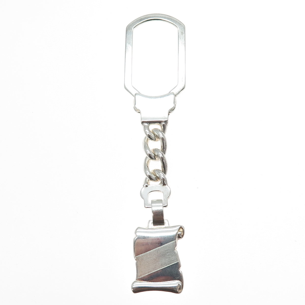 925 Sterling Silver Vintage Italy Key Diploma Fob Chain Ring Holder