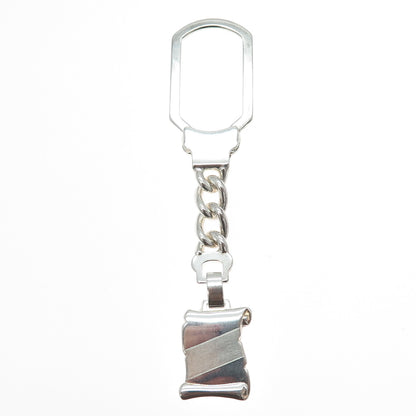 925 Sterling Silver Vintage Italy Key Diploma Fob Chain Ring Holder