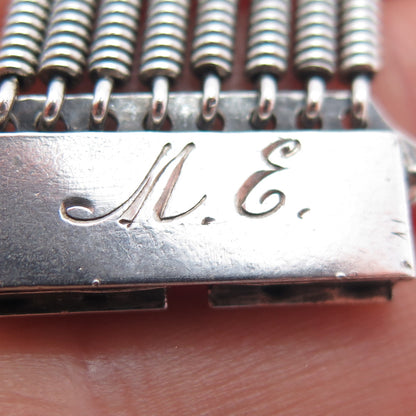 J. BETINS 875 Silver Vintage Latvia Beaded Spring Bar Link Bracelet 7.75"