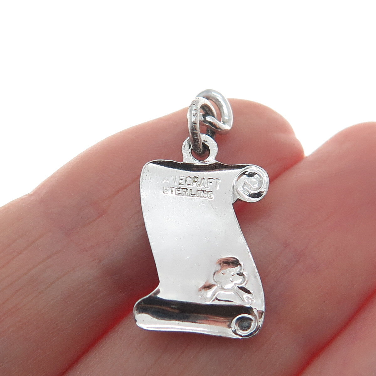 DANECRAFT 925 Sterling Silver Vintage Enamel Diploma Minimalist Charm Pendant